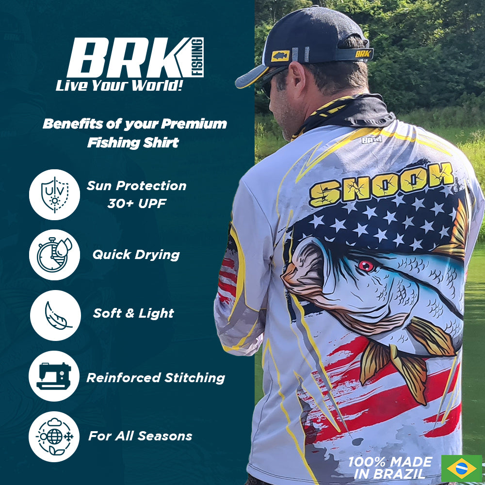Brk Men’s Long Sleeve Fishing Shirt Muskie UPF 30+ Sun Protection
