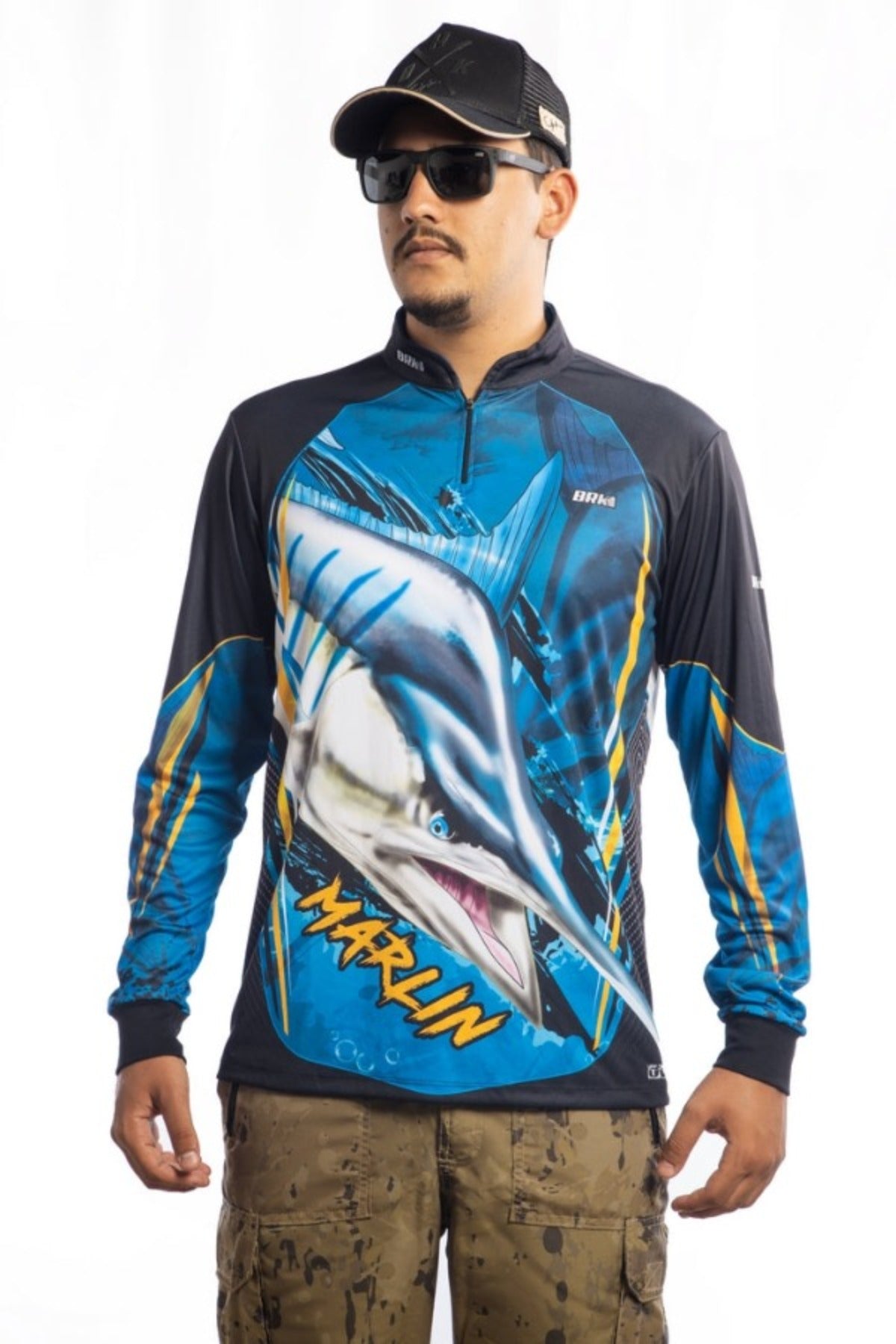 Brk Men's Long Sleeve Fishing Shirt Rooster UPF 30+ Sun Protection