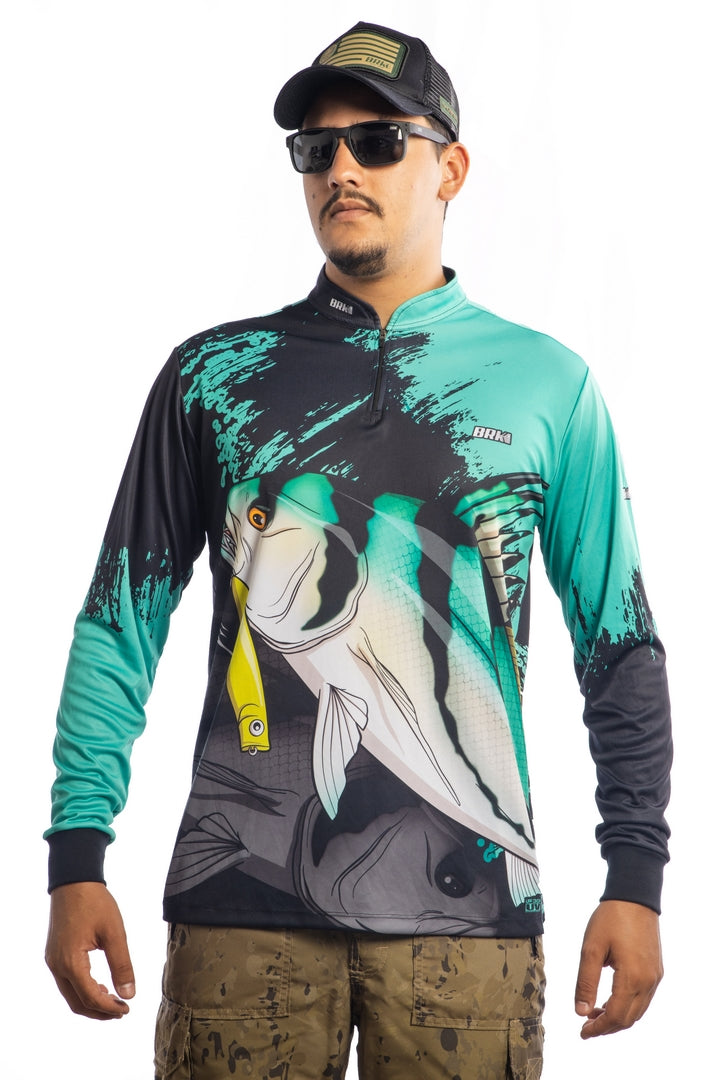 Men Fishing Shirts LS T- Shirt 1/4 Zipper UPF30 Quick Dry